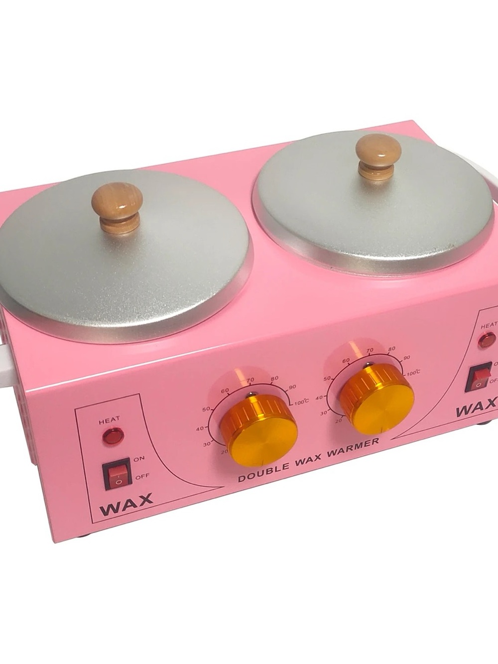Double Wax Warmer Machine in Pink with Silver Lids